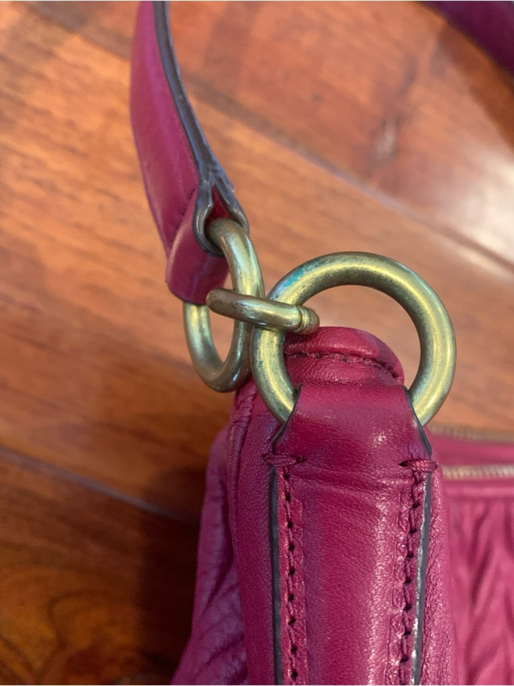 COACH Madison Gathered Convertible Hobo Bag Raspberry AUTHENTIC - Picture 8 of 16